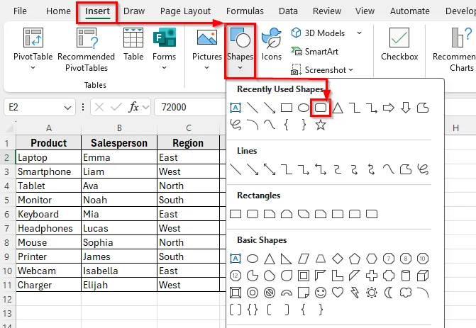 Create a Navigation Button Using Shapes in Excel
