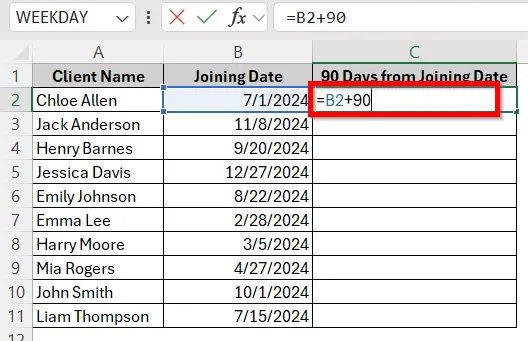 Basic Date Addition Using a Simple Formula