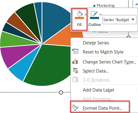 Manually Customize Pie Slice Colors Using the Fill Tool