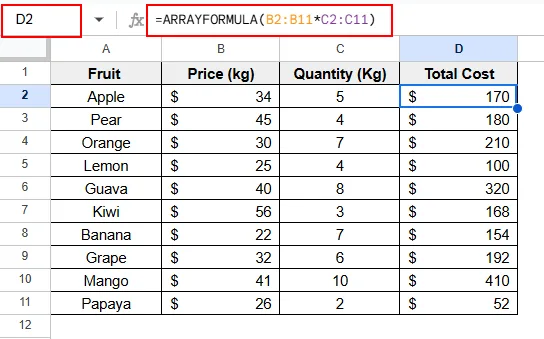 Applying ARRAYFORMULA With Basic Formulas