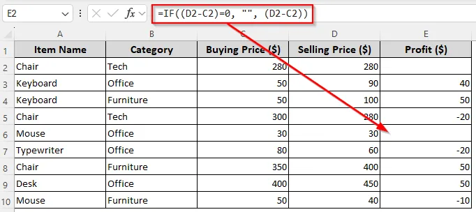 Using the IF Function to Set a Cell to Blank in a Formula