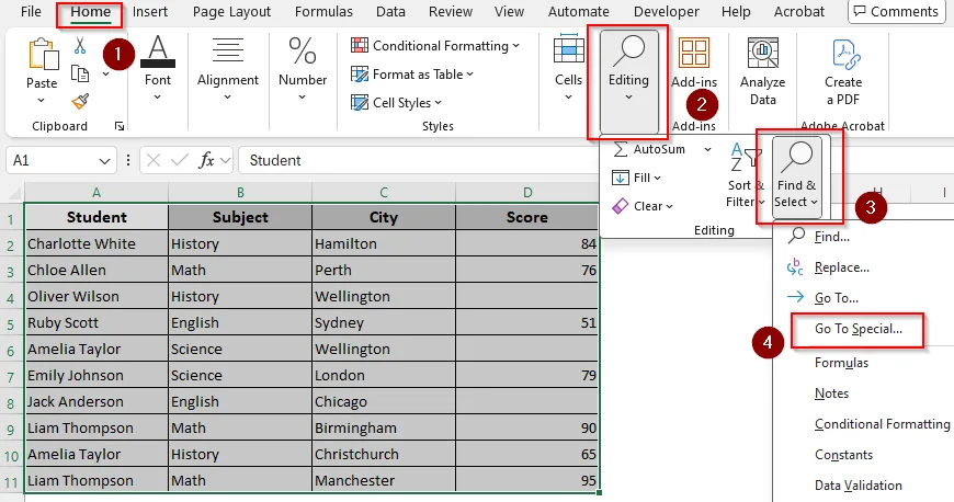 Find Blank Cells and Input Values with the Go To Special Option
