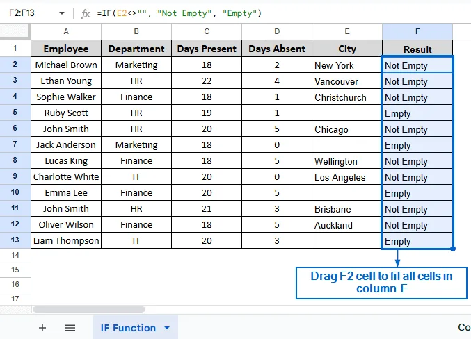 Check If a Cell is Not Empty Using IF Function