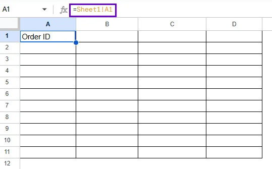 Using Direct Cell Reference to Copy Data from One Sheet to Another