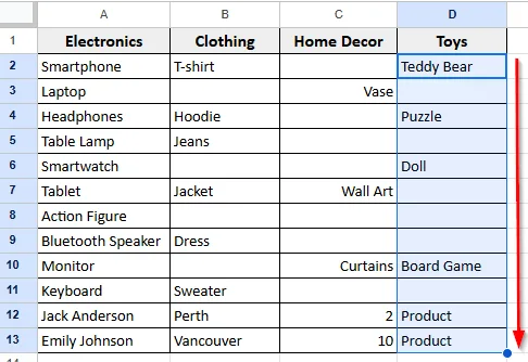 Using Data Sort Range Method