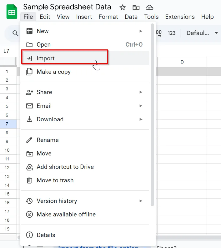 Import Excel into Google Sheets Using the Built-in Feature