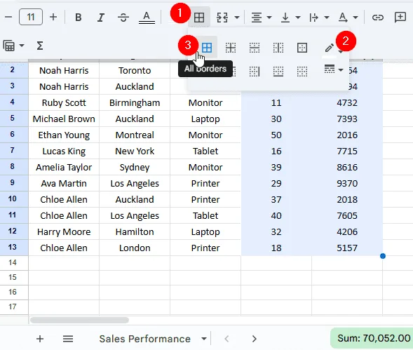 Remove Gridlines From Specific Cells Using Custom Borders