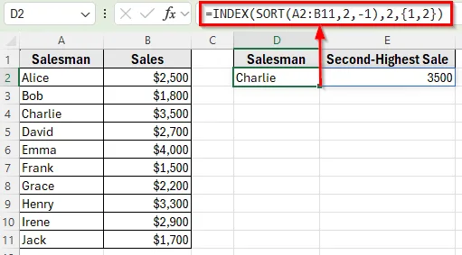 Use INDEX and SORT to Auto Extract a Specific Ranked Value