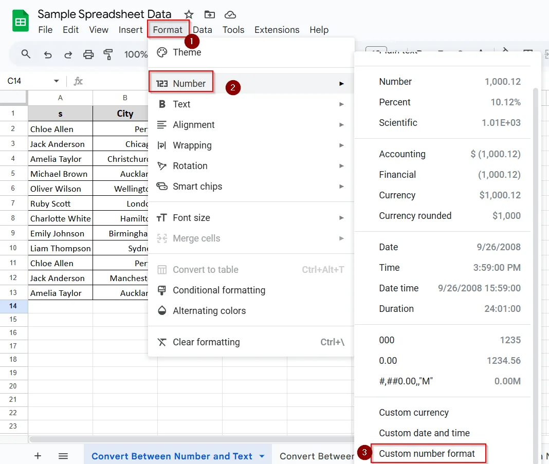 Changing to Custom Number Format