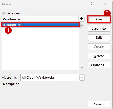 Apply VBA for Random Sorting in Excel