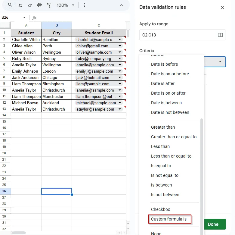 Domain-Specific Email Validation