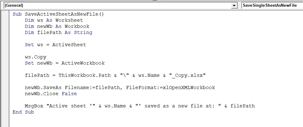 Save One/ Specific Worksheet as a New Excel File