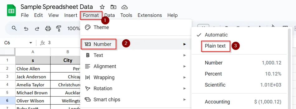 Conversion Between Number and Text in Google Sheets