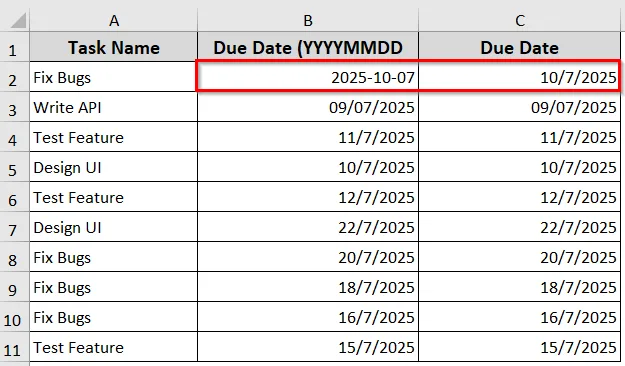Using NumberFormat to Format Dates in Cells