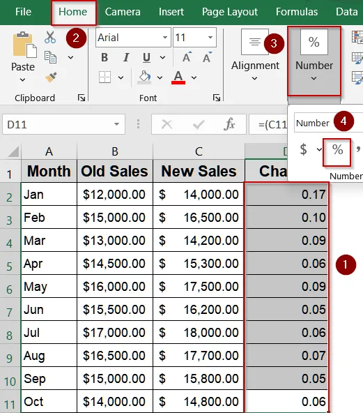 Display Percentage Change Using Error Bars