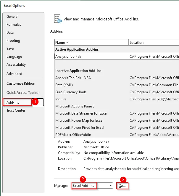 Steps to Use the Data Analysis ToolPak in Excel