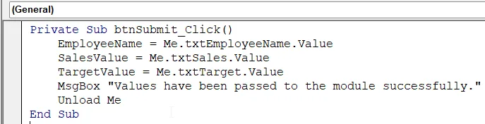 Use a Public Variable in a Standard Module to Pass Variable from UserForm to Module