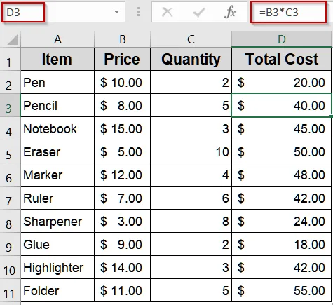 Basic Calculation with Multiple Relative References