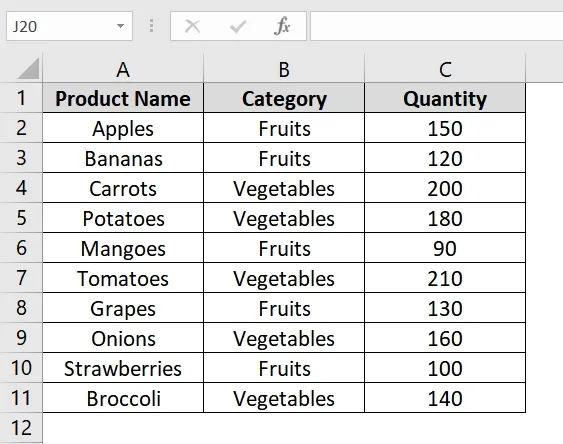 Using Built-in "Sort" Button on Data Tab