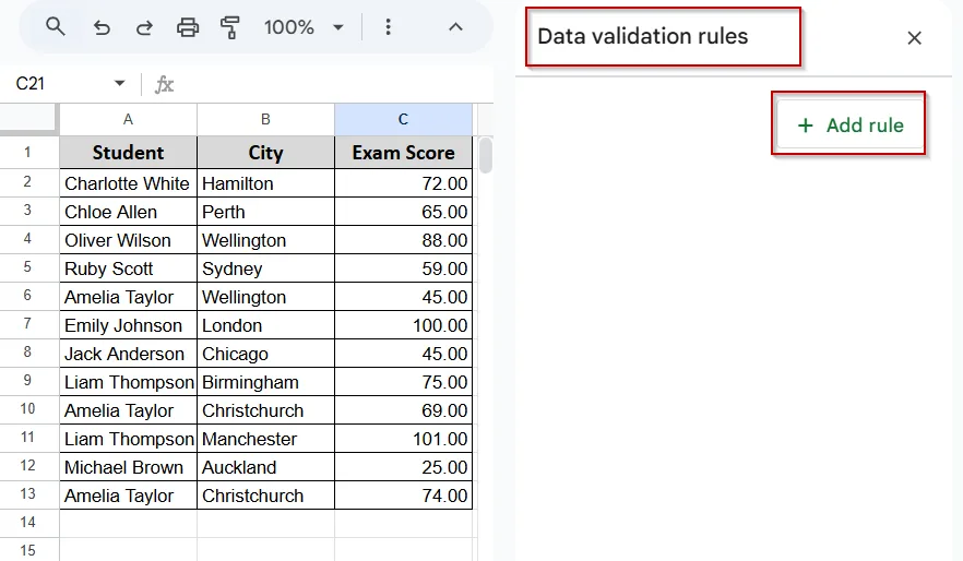 Number Range Validation