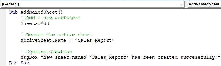 Add a New Sheet and Assign a Name in Excel VBA