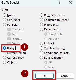 Find Blank Cells and Input Values with the Go To Special Option