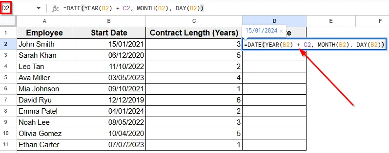 Using The DATE Function to Add Years
