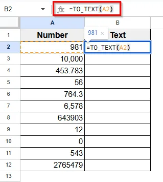 Using TO_TEXT Function