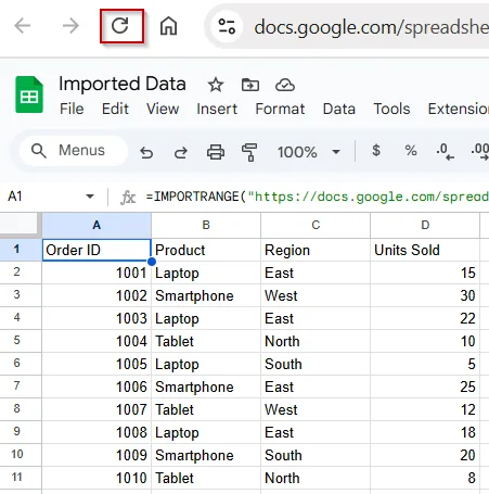 Manually Refresh the Sheet