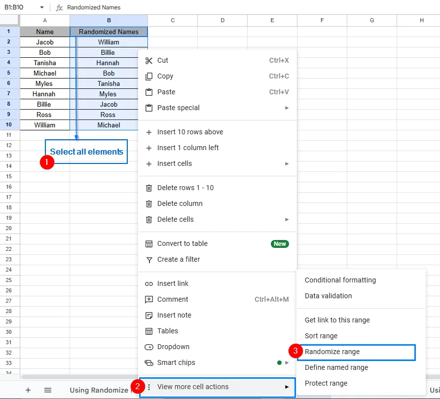 Randomize List from the Context Menu