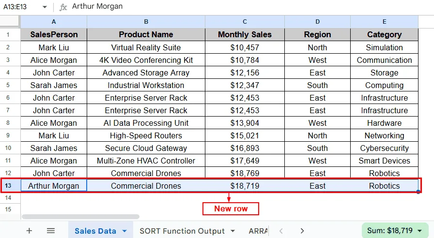 Auto-Sort Data Using the SORT Function