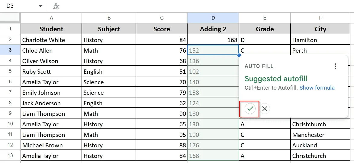 Autofill Using the ‘Suggested Autofill’ Box