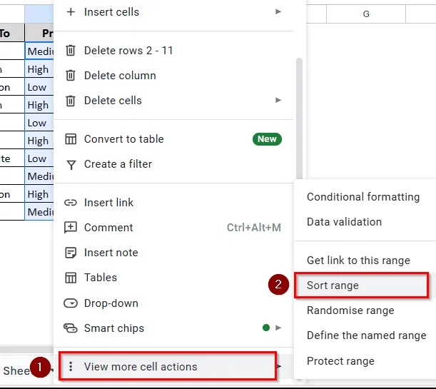Sorting Single Column with ‘Sort Range’ Option