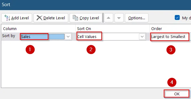 Sort Data Using Excel’s Built-in Sort Tool