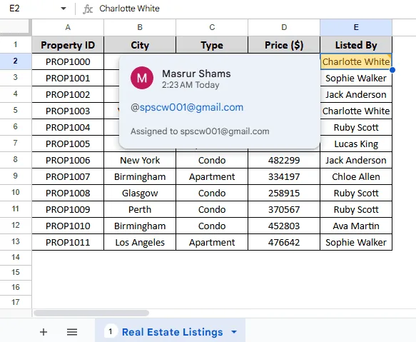 Tag Someone In Google Sheets Using Comment Box