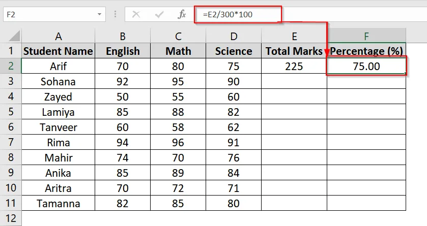 Using Sum & Percentage Formulas to Calculate Percentage in Excel