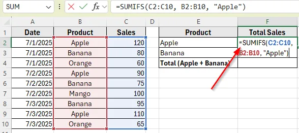 Using SUMIFS with Multiple Criteria in Same Column