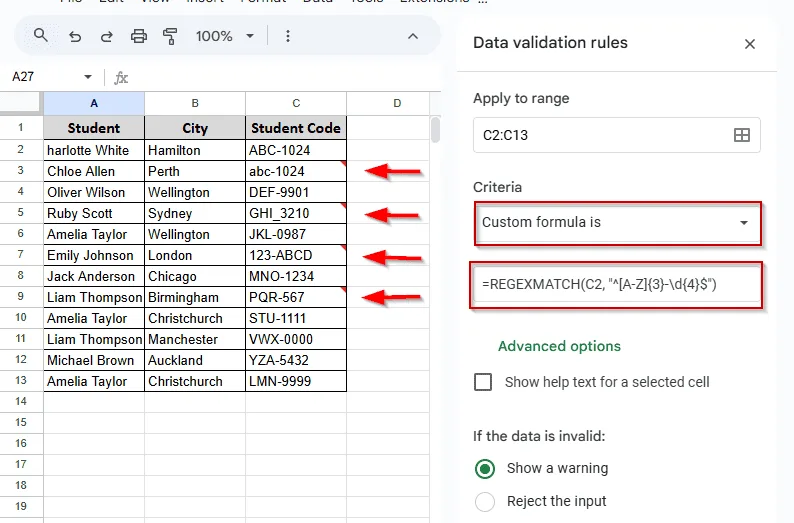 Pattern-Based Validation with Regex
