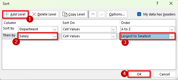 Sort by Multiple Columns in Excel