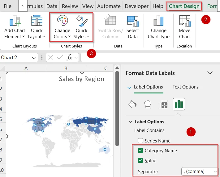 Use Excel’s Built-in Map Chart Feature