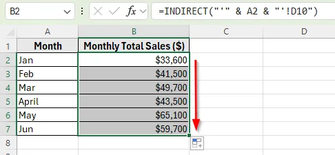 Using the INDIRECT Function to Pull the Same Cell from Multiple Sheets