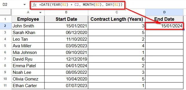 Using The DATE Function to Add Years