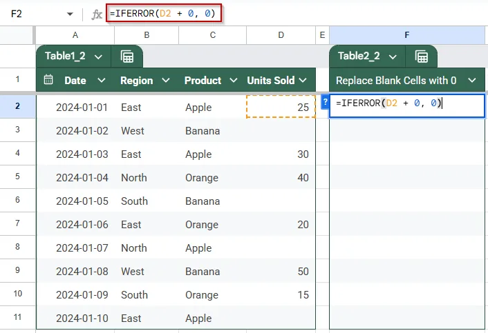 Combine IFERROR with Arithmetic to Replace Blanks with 0