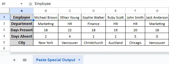 Transpose Rows to Columns Using the Paste Special Tool