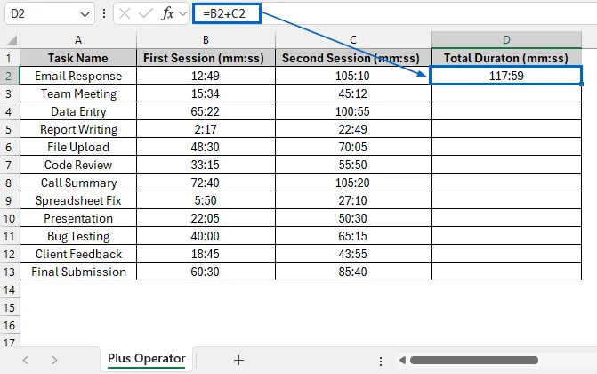 Simple Addition Using the Plus Operator