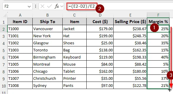 How to Calculate Margin Percentage in Excel (with Quick Steps) | Excel ...