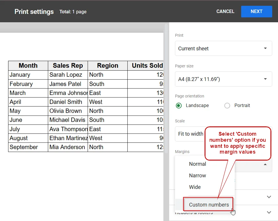Steps to Change Margins in Google Sheets