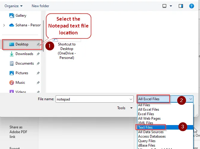 Directly Open the Text File in Excel