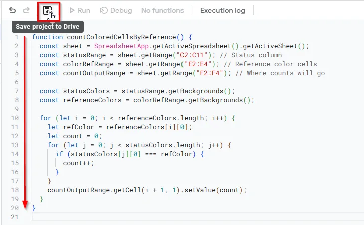 Using Apps Script to Count by Fill Color