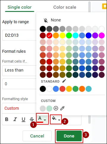 Applying Conditional Formatting